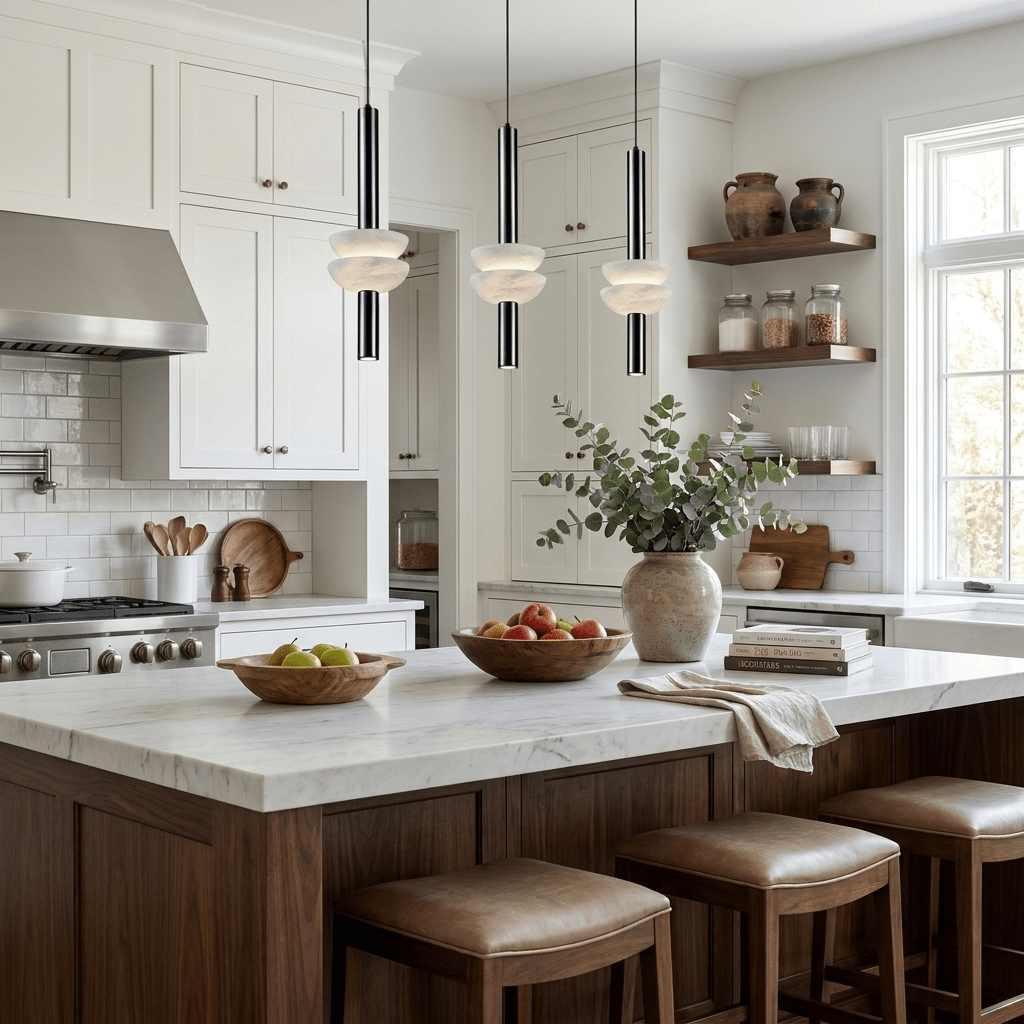 Alabaster Disc Pendant Light