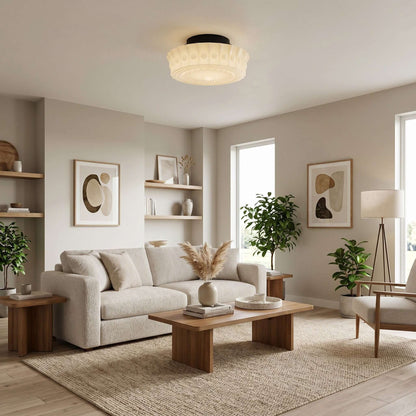 Scalloped Milk Glass Ceiling Light