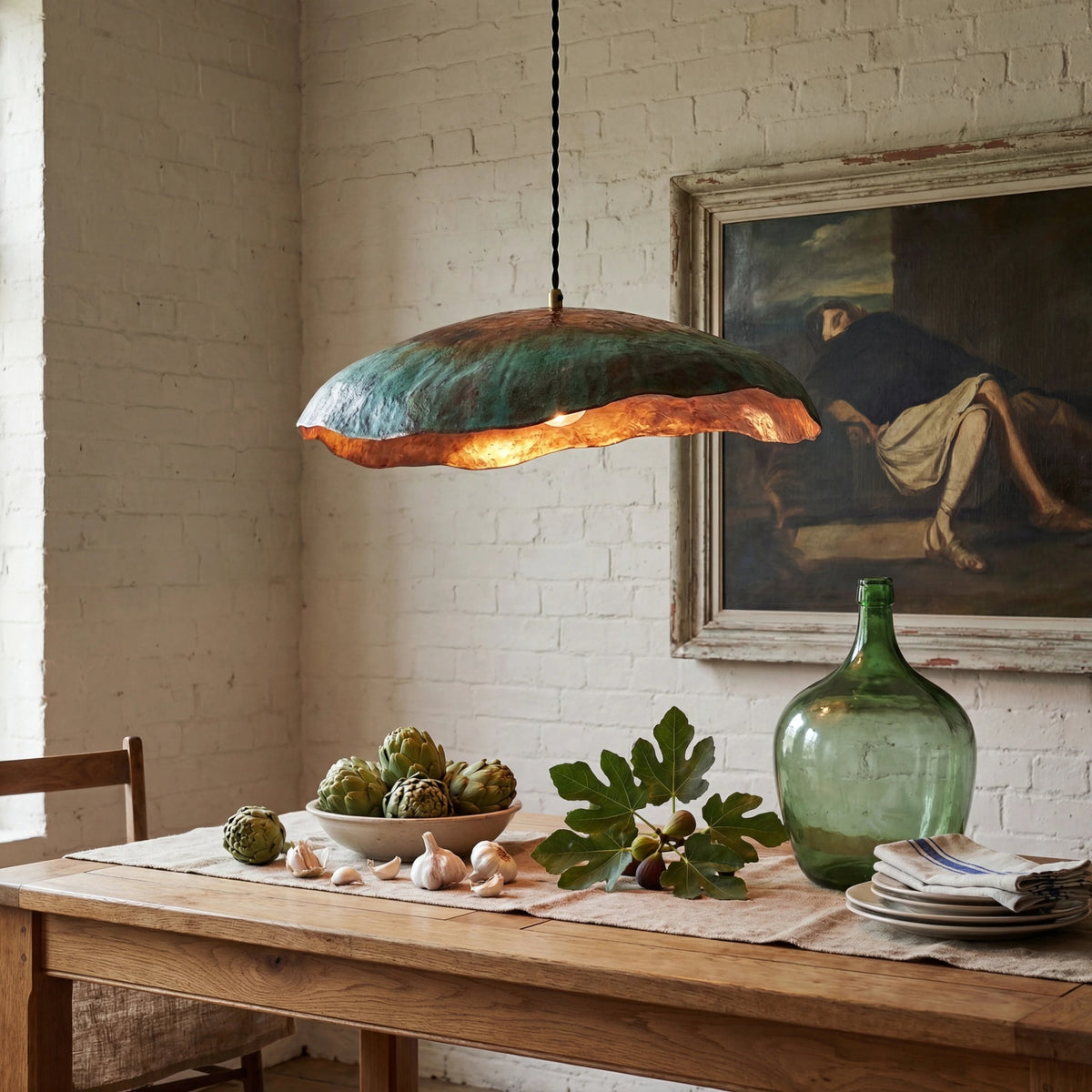 Wavy Copper Disc Pendant Light