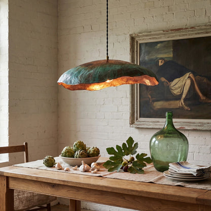 Wavy Copper Disc Pendant Light