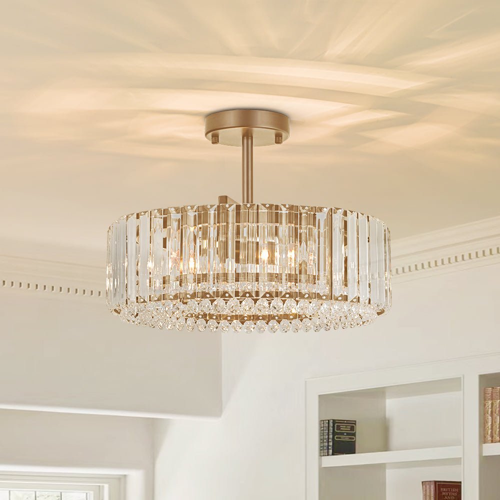 Glam Carved Crystal Ceiling Light