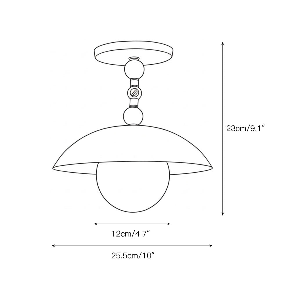 Brass Dome Semi-Flush Ceiling Light