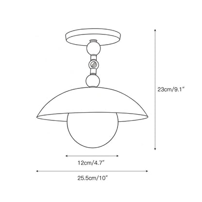 Brass Dome Semi-Flush Ceiling Light