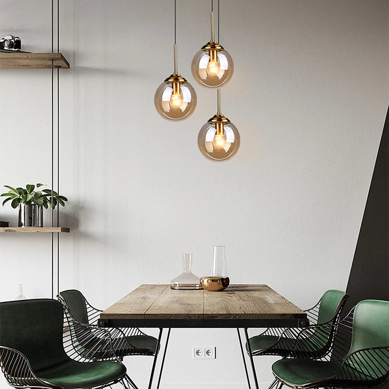 Orbelle Art Deco Brass Glass Globe Pendant Light