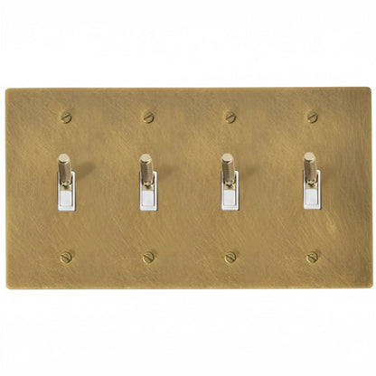 Halverin Vintage Solid Brass 4-Gang Toggle Switch