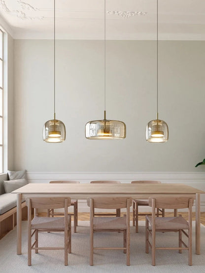 Tinted Glass Drum Pendant Light