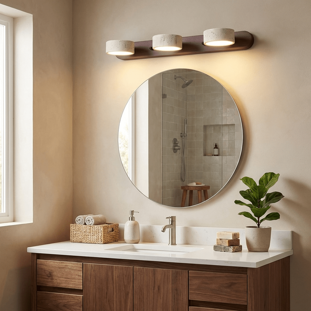 Travertine Wood Vanity Wall Light