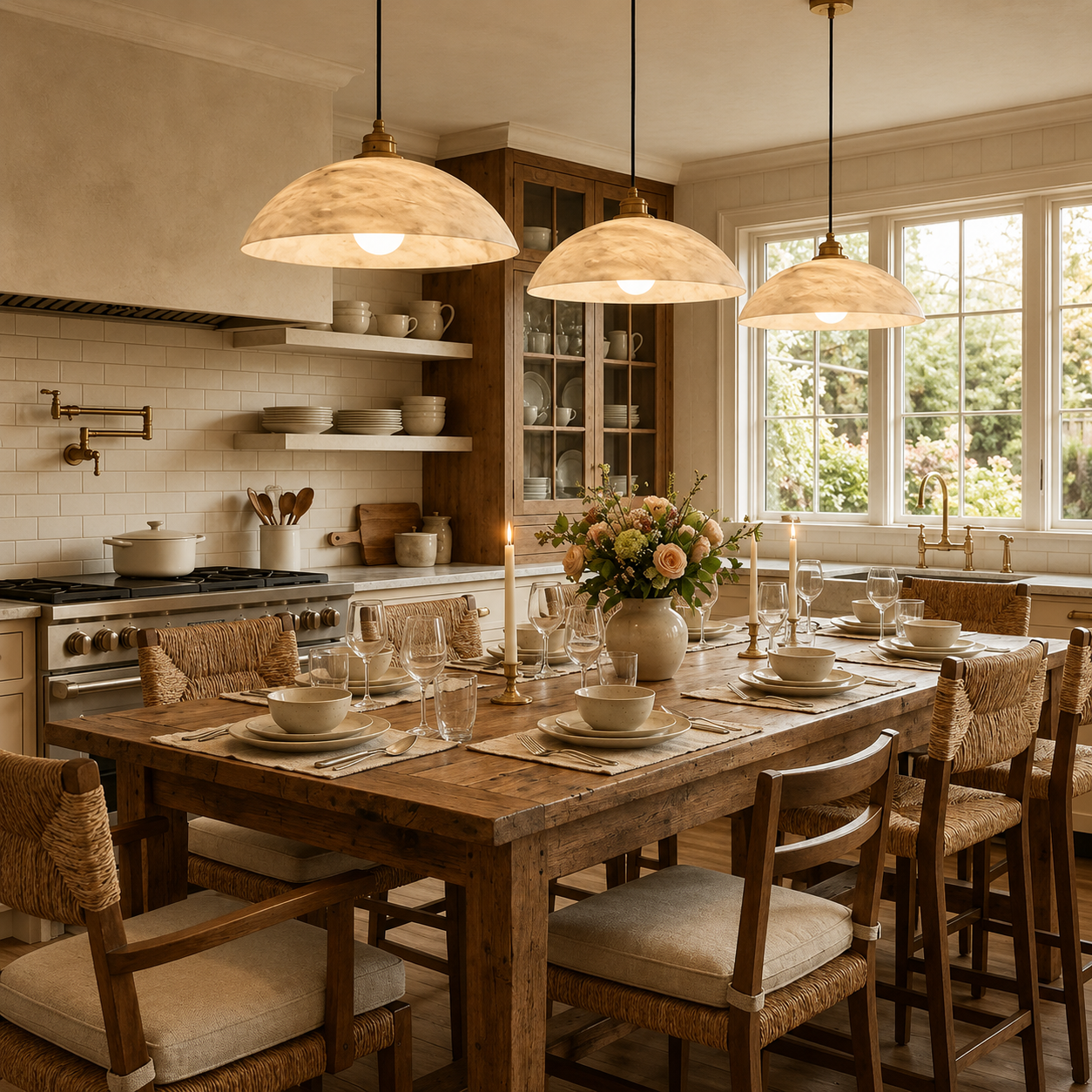 Alabaster Dome Pendant Light