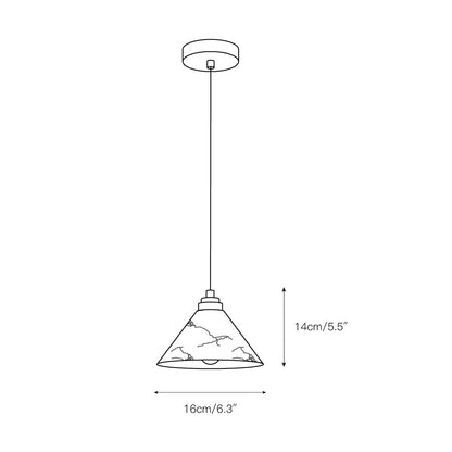 Alabaster Cone Brass Pendant Light