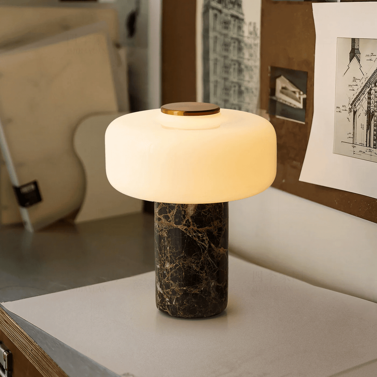 Marble Opal Dome Table Lamp