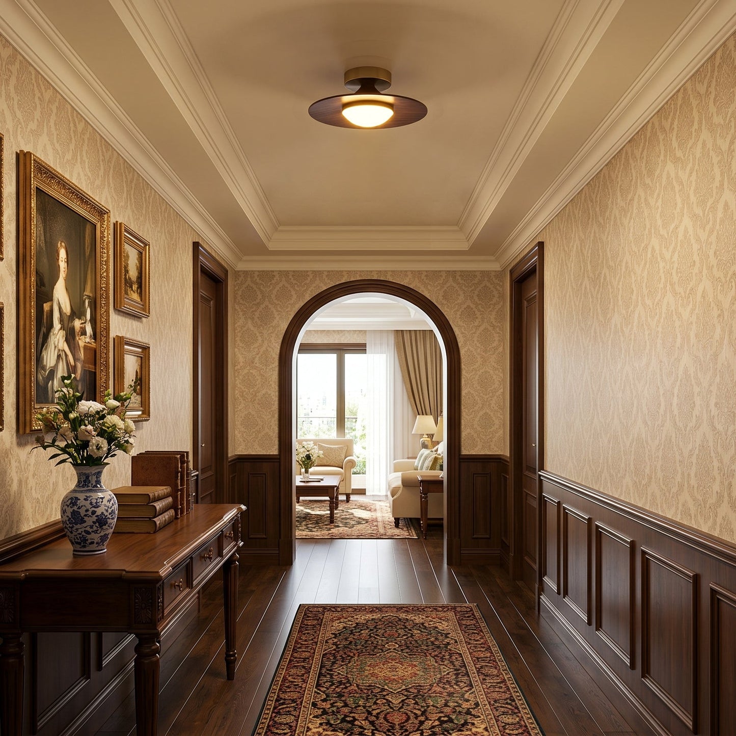 Walnut Saucer Ceiling Light