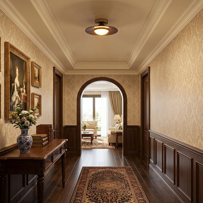 Walnut Saucer Ceiling Light