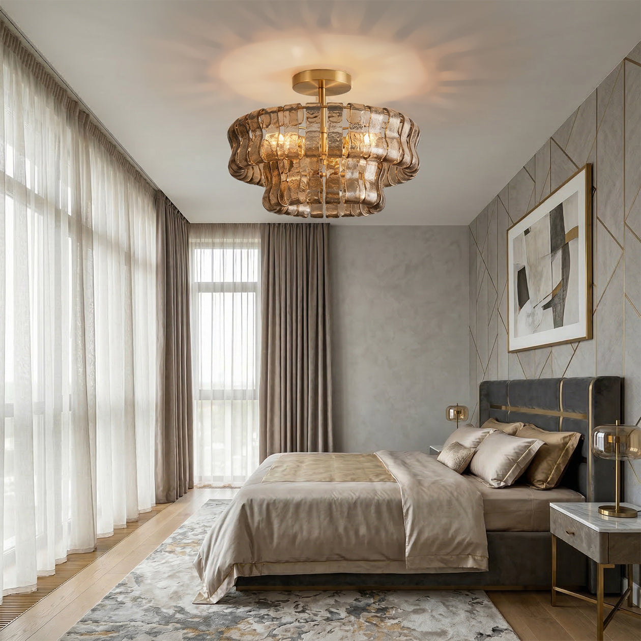 Tiered Ice Glass Ceiling Light
