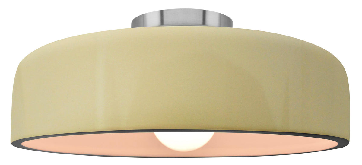 Ceramic Drum Semi-Flush Ceiling Light