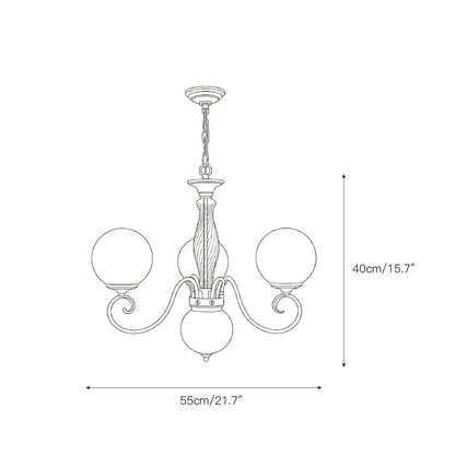 Scrolled Brass Globe Chandelier