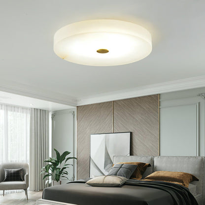 Alabaster Drum Flush Ceiling Light