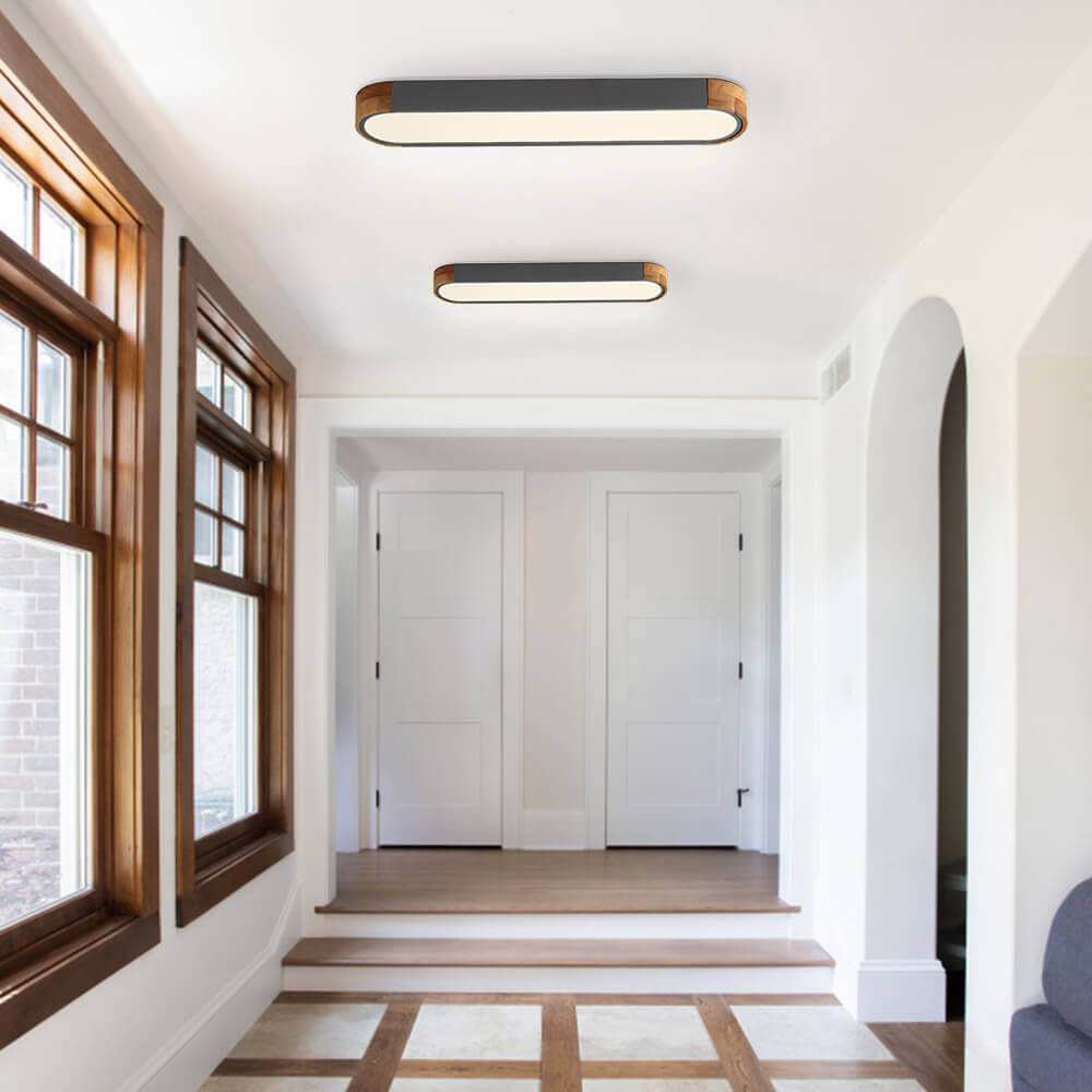 Ovalyn Minimalist Wood Oval LED Ceiling Light