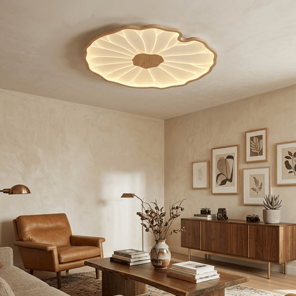 Waterlily Wood-Grain Ceiling Light