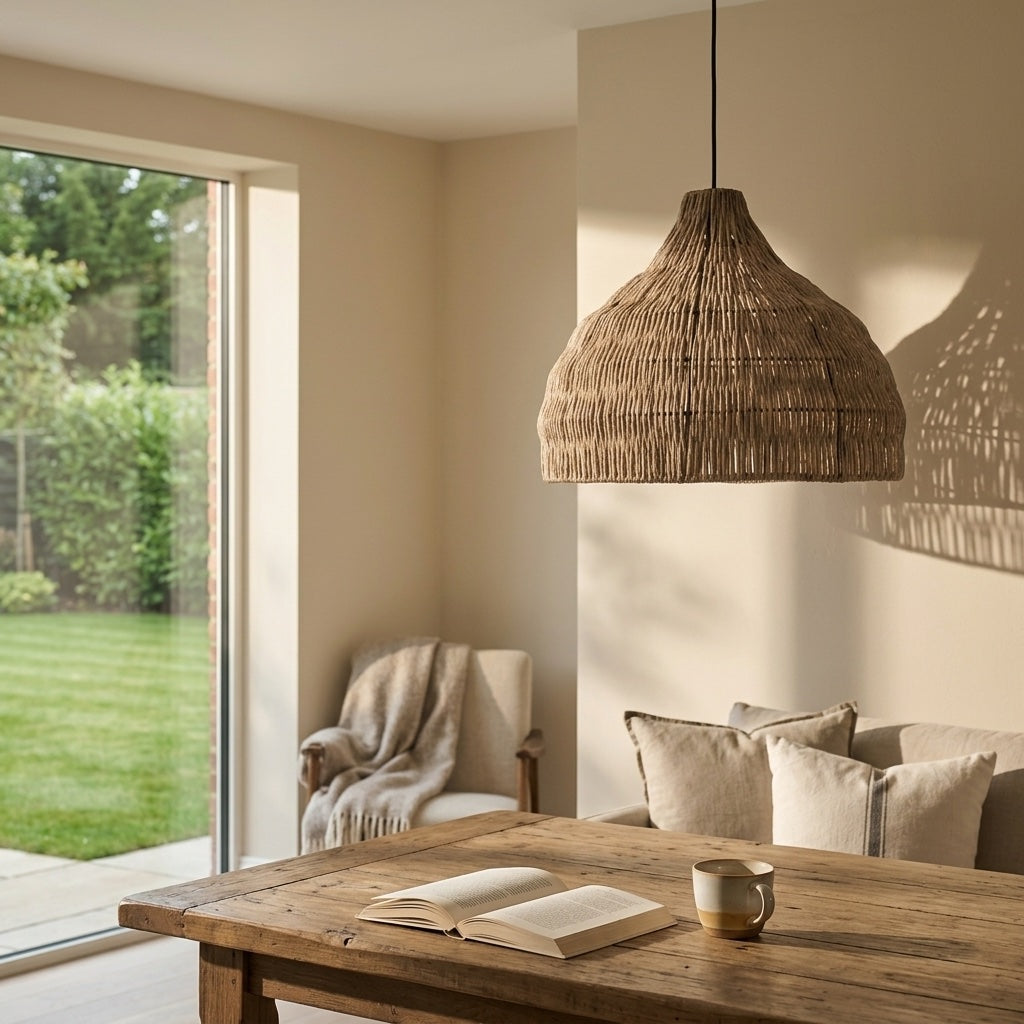 Natural Woven Bell Pendant Light