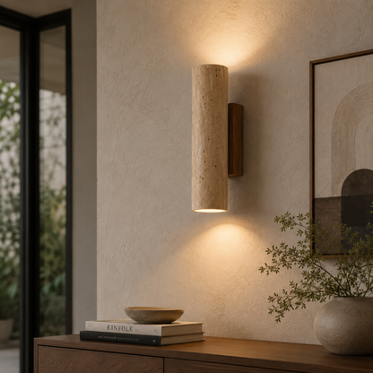 Kalvessa Japandi Travertine Wall Sconce