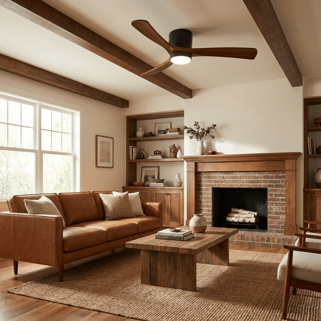 Sycamore Wood Flush Ceiling Fan