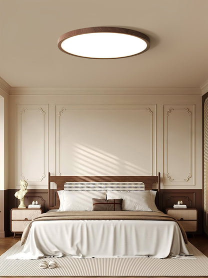 Slim Walnut Flush Ceiling Light