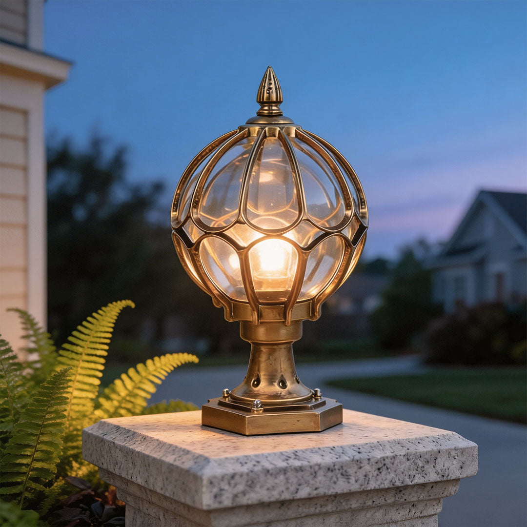 Classic Caged Glass Post Lantern