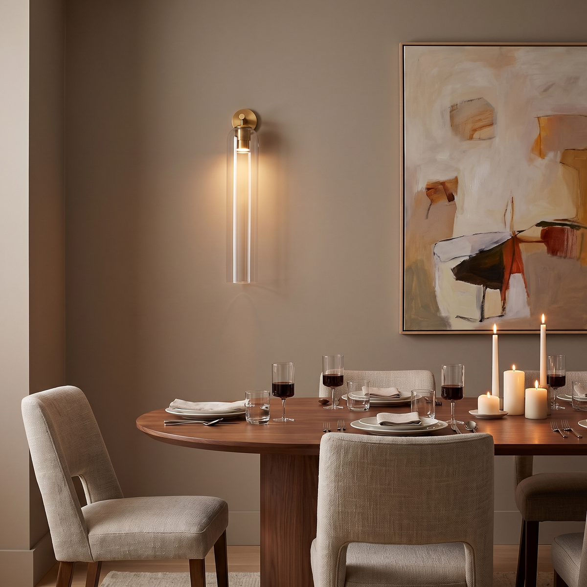 Tall Cylinder Glass Wall Sconce