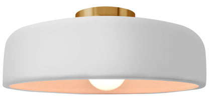Ceramic Drum Semi-Flush Ceiling Light