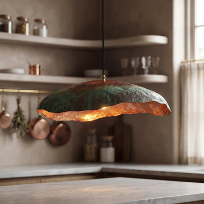 Wavy Copper Disc Pendant Light