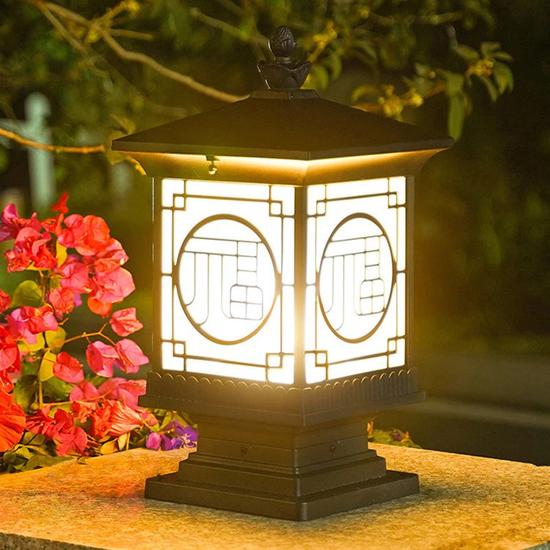 Zentari Art Deco Metal Lantern Pillar Light