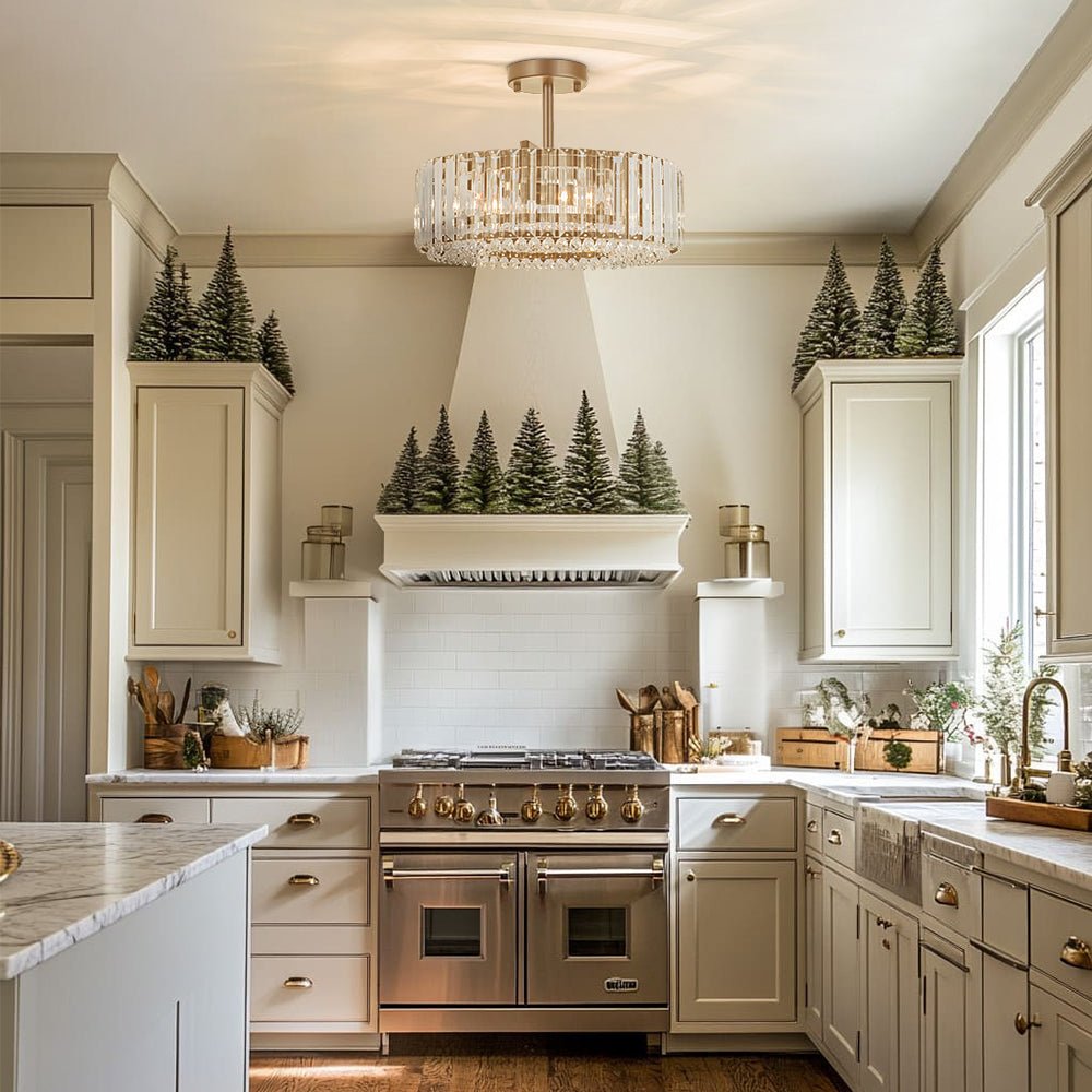 Glam Carved Crystal Ceiling Light