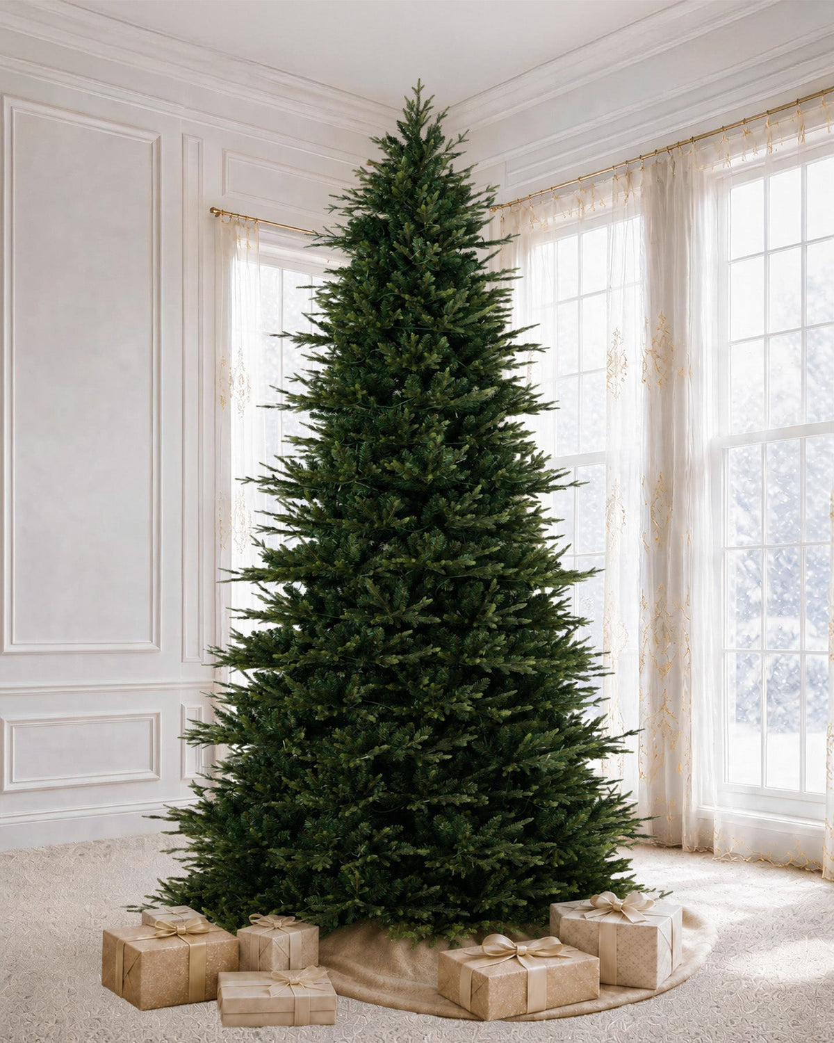 Skovra Classic PE/PVC 12ft Pre-Lit Christmas Tree