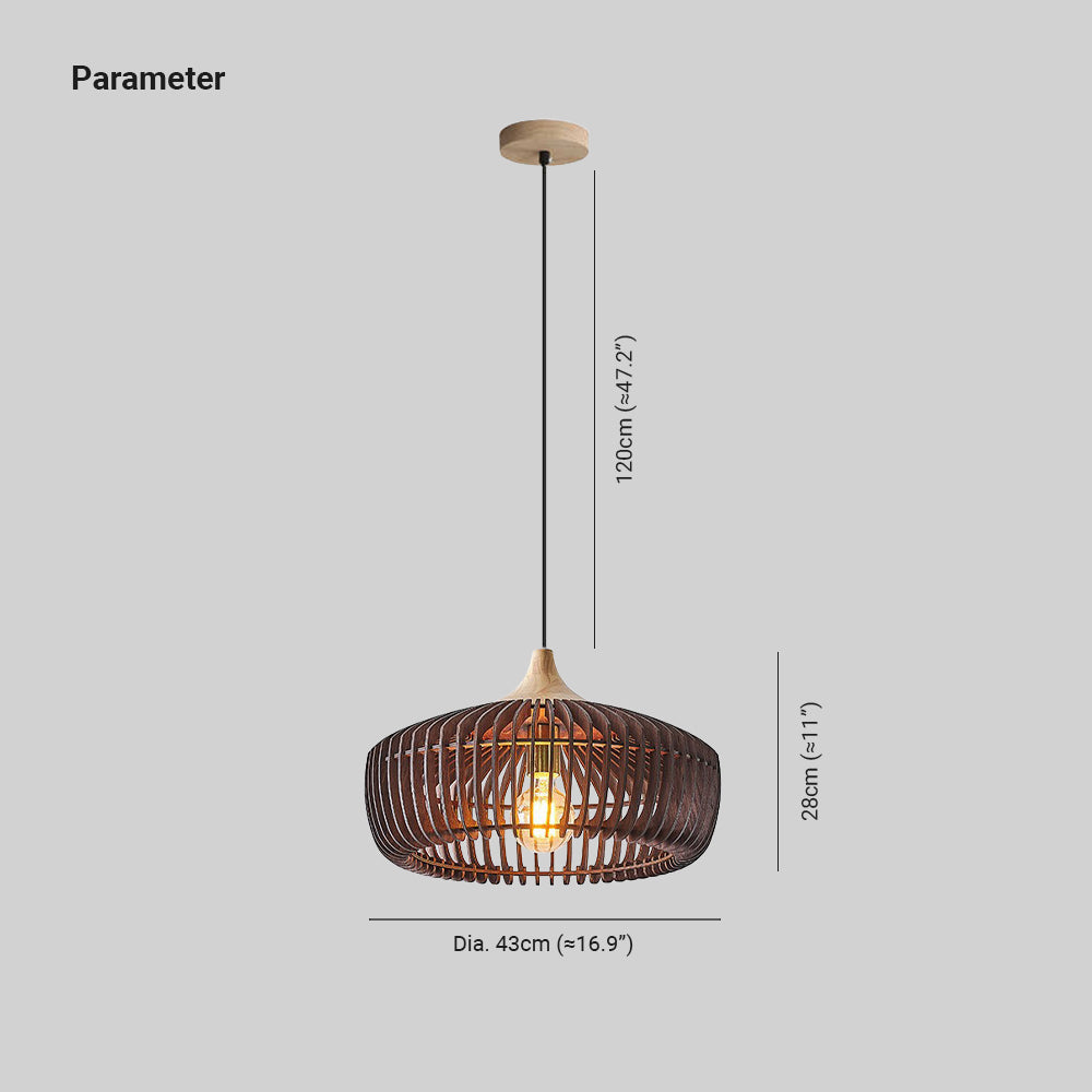 Ribbed Wood Dome Pendant Light