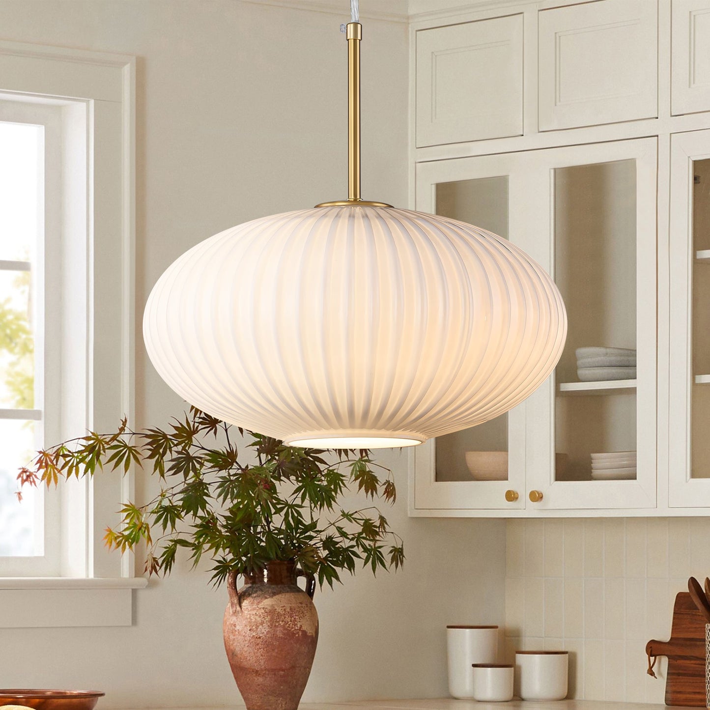 Fluted Oval Glass Pendant
