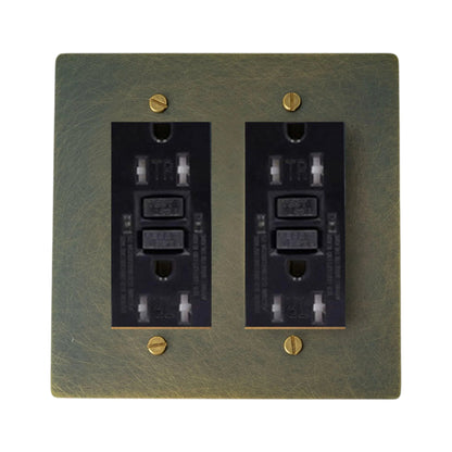 Galveno Vintage Solid Brass 2-Gang Outlet
