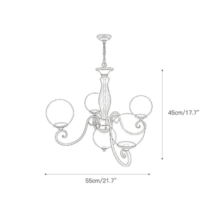 Scrolled Brass Globe Chandelier