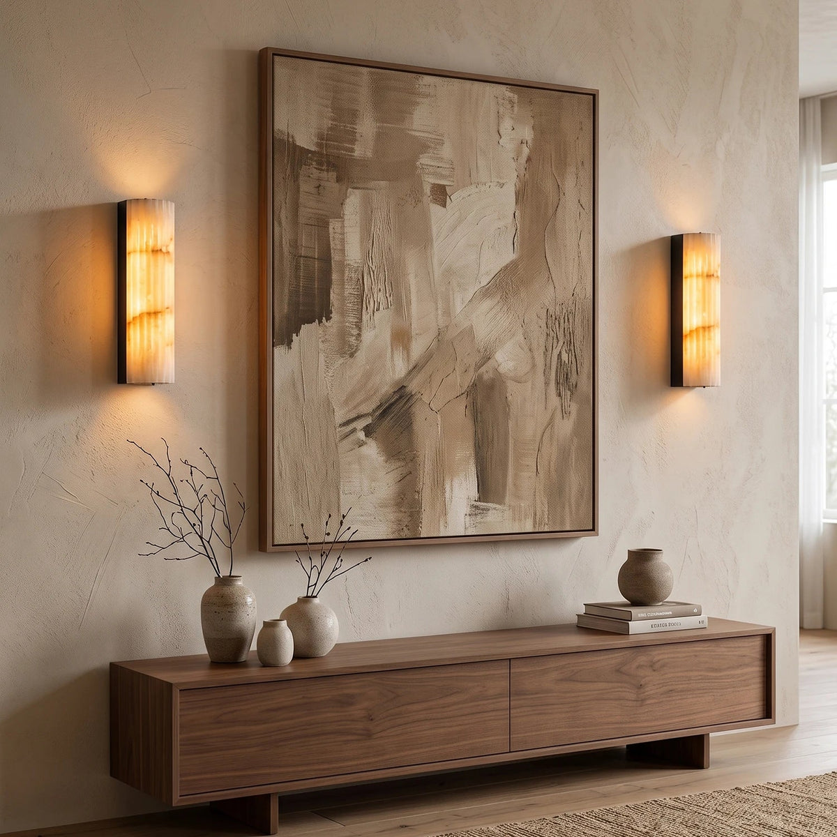 Rivenna Minimalist Fluted Alabaster Wall Light