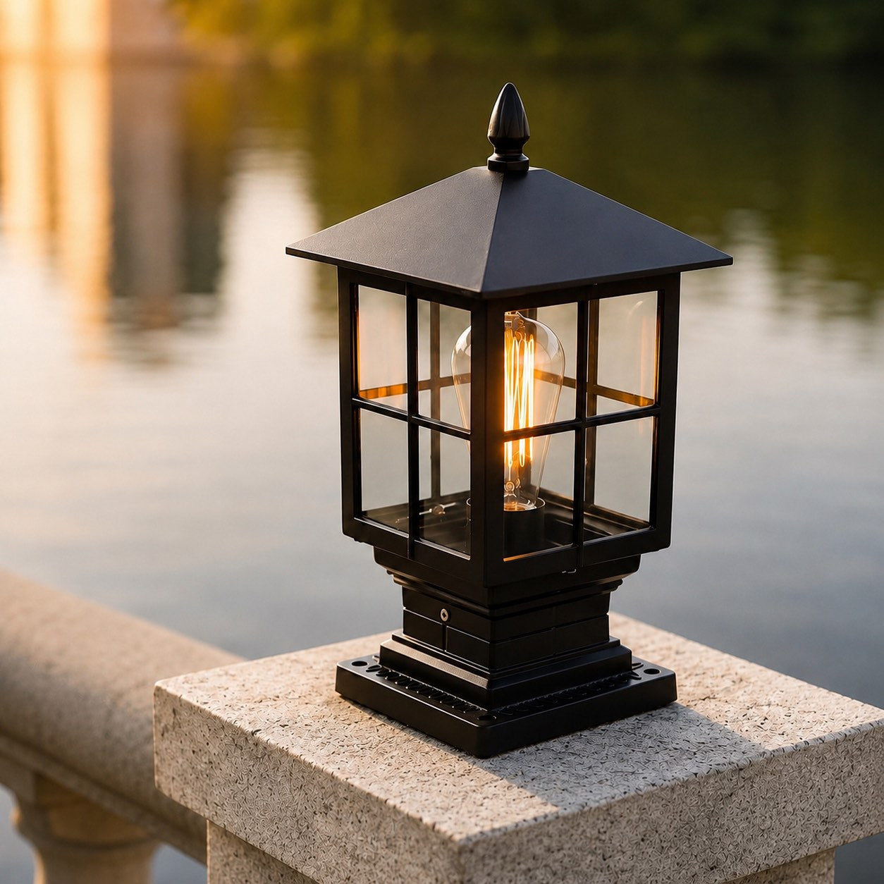 Dual Power Gate Post Lantern