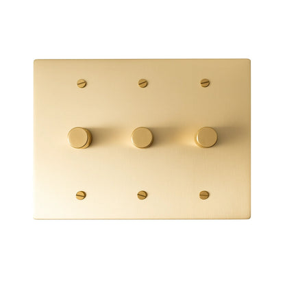 Faylore Vintage Brass 3-Gang Rotary Dimmer Switch