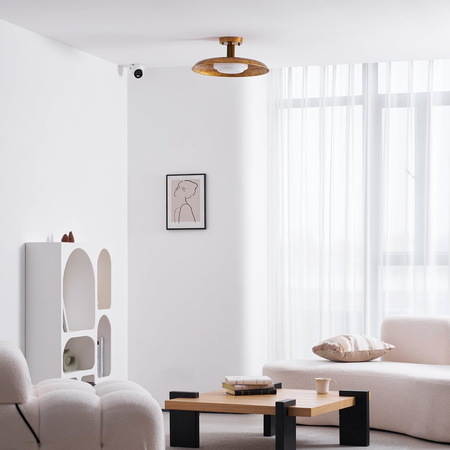 Wide Disc Flush Ceiling Light