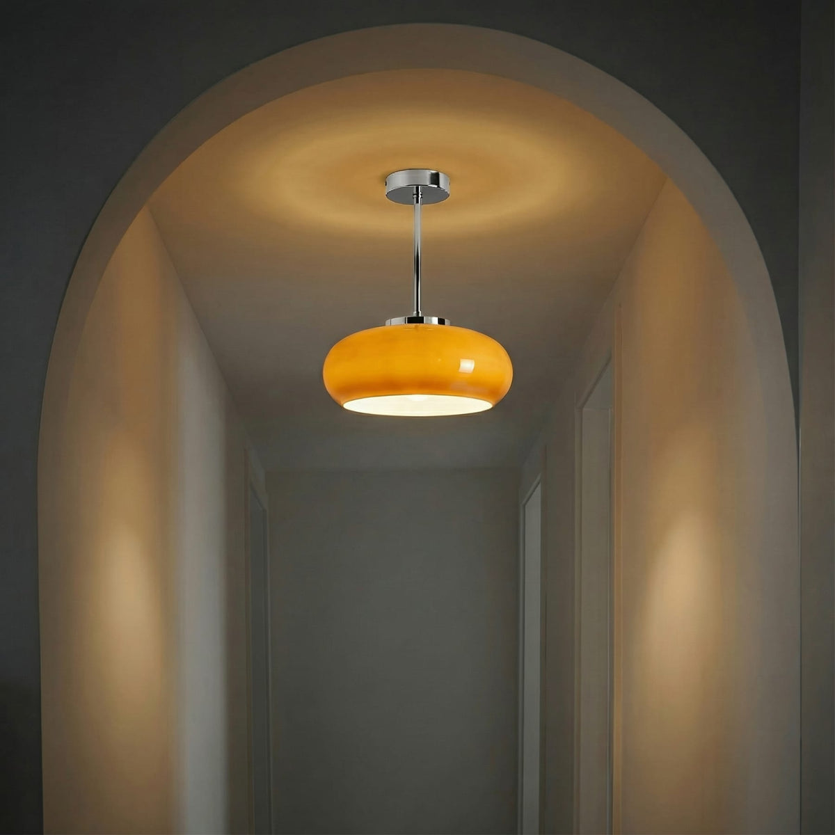 Glossy Glass Semi-Flush Ceiling Light