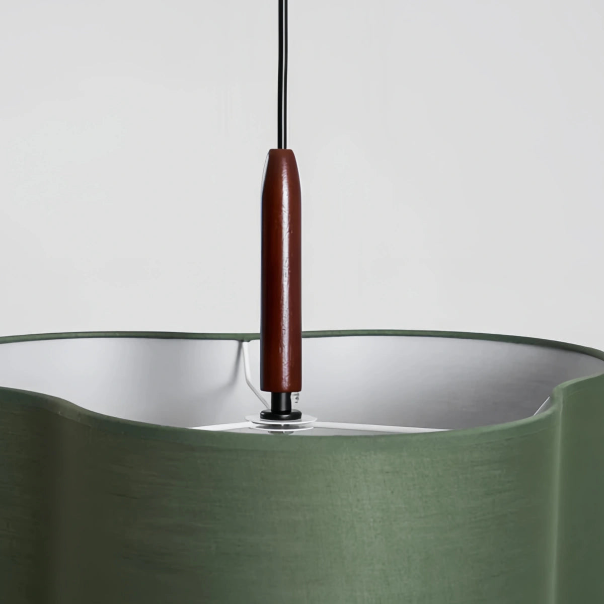 Tiered Fabric Walnut Pendant Light