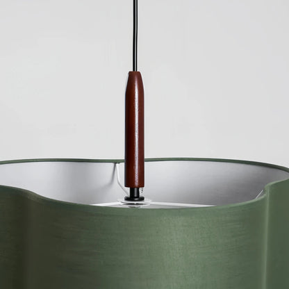 Tiered Fabric Walnut Pendant Light