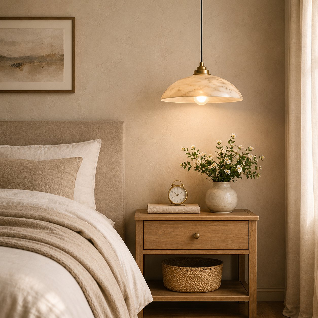 Alabaster Dome Pendant Light