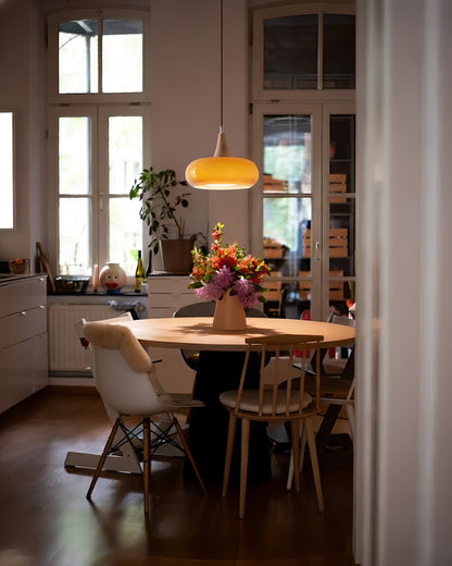 Pebble Glass Wood Pendant Light
