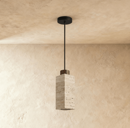 Slim Travertine Wood Pendant Light
