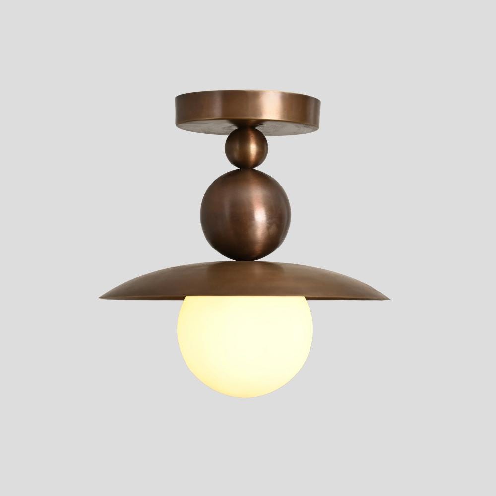 Seravin Mid-Century Brass Globe Semi-Flush Light
