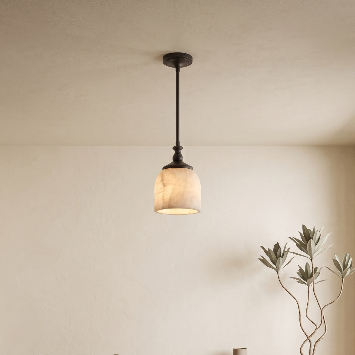Alabaster Bell Pendant Light