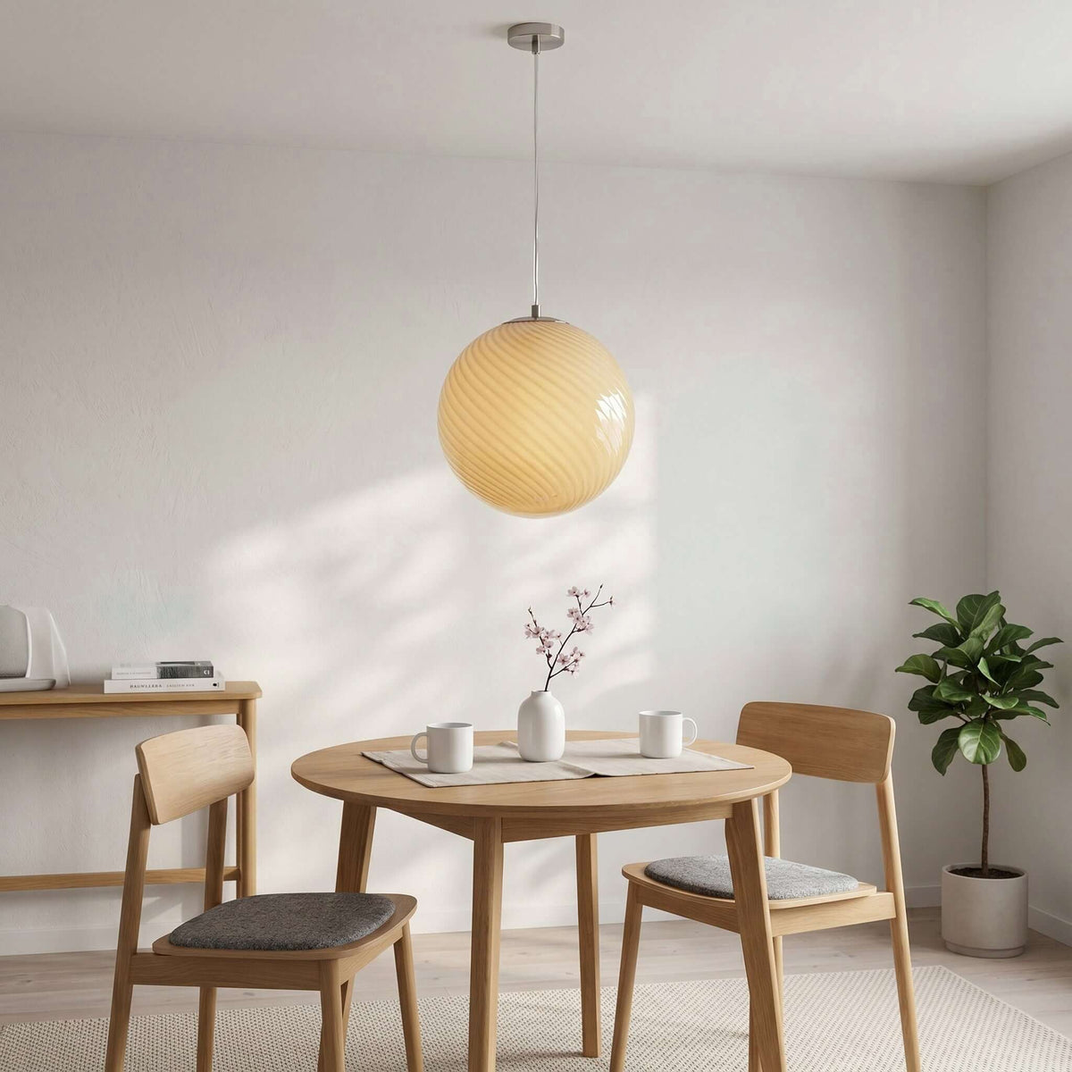 Swirled Glass Globe Pendant Light